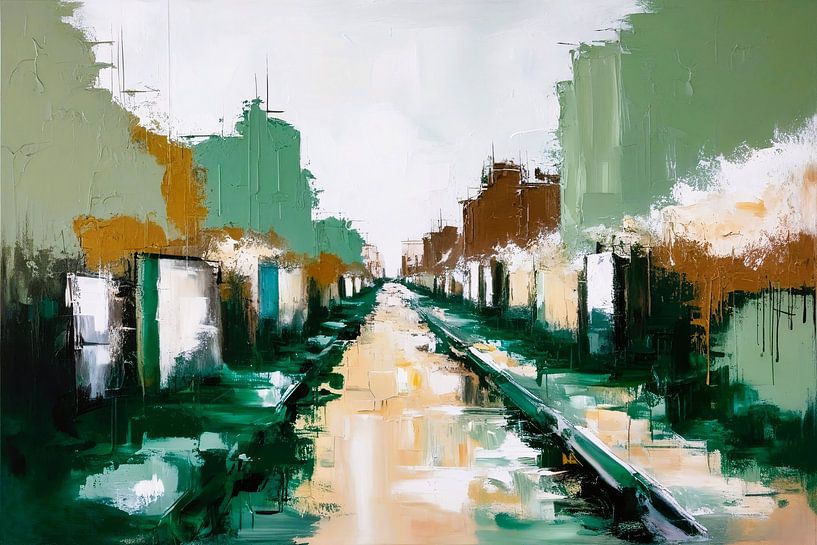 Abstrakte Straße in Grüntönen von Art & Soul Creations