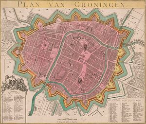 Karte der Stadt Groningen, unbekannt