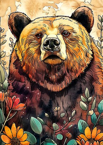 Dier Bear aquarel Animal Art