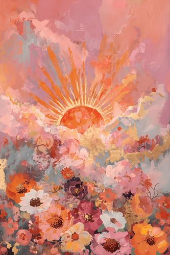 Blooming sunrise in warm pastel shades