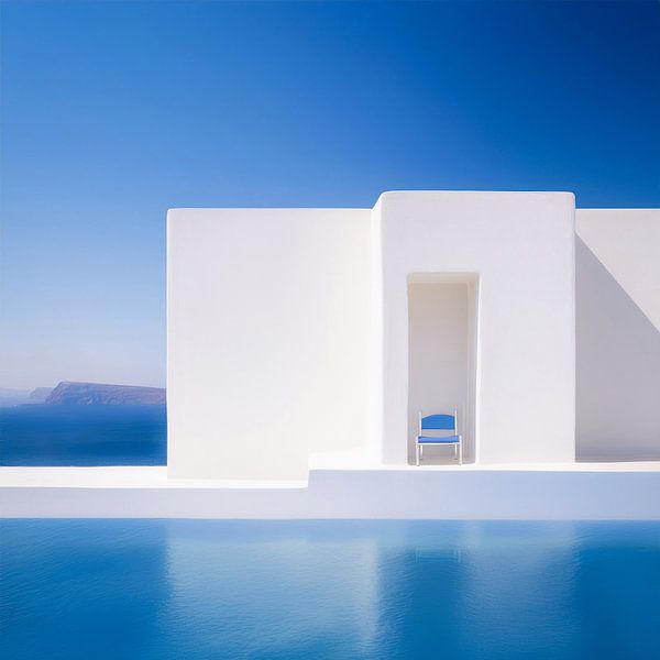 Weisse Mauer am Meer mit Stuhl-02b von Rautenberg Digital Art Maritim