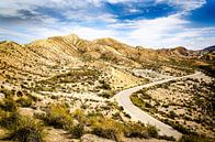 Panorama landscape solitude road in Tabernas desert in Almeria Andalucia Spain by Dieter Walther thumbnail