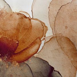 Botanical Brilliance VIII Botanical Beauty Abstraktes Aquarell in den Erdtönen Rostbraun, Terrakotta und funkelndem Gold von MadameRuiz