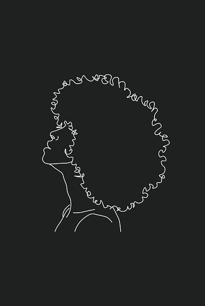 Afro Woman Line Art by Walljar