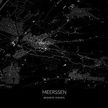 Zwart-witte landkaart van Meerssen, Limburg. van Rezona