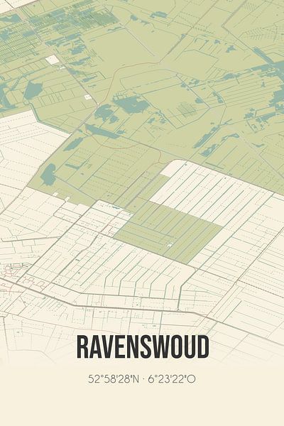 Carte ancienne de Ravenswoud (Fryslan) par Affiches de lieux