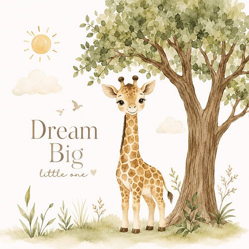 Rêve grand, mon petit – Décoration murale pour chambre d'enfant sur le thème du safari