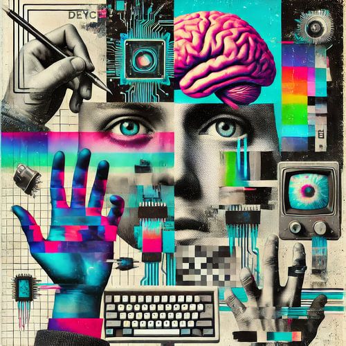 Retro Future Vision - Analoges meets Digitales in bunter Collage