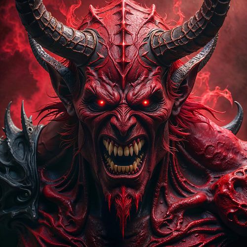 Dark Fantasy Gothic Wall Art: LUCERAX - A Portrait of the Devil in Close-Up