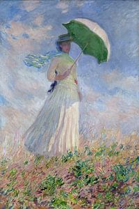 Vrouw met parasol gedraaid naar rechts, Claude Monet