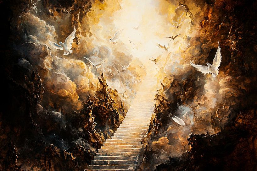 Escalier vers la lumière et les oiseaux par Imperial Art House