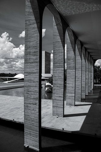 Perspective of the three power square in Brasilia, Brazil
