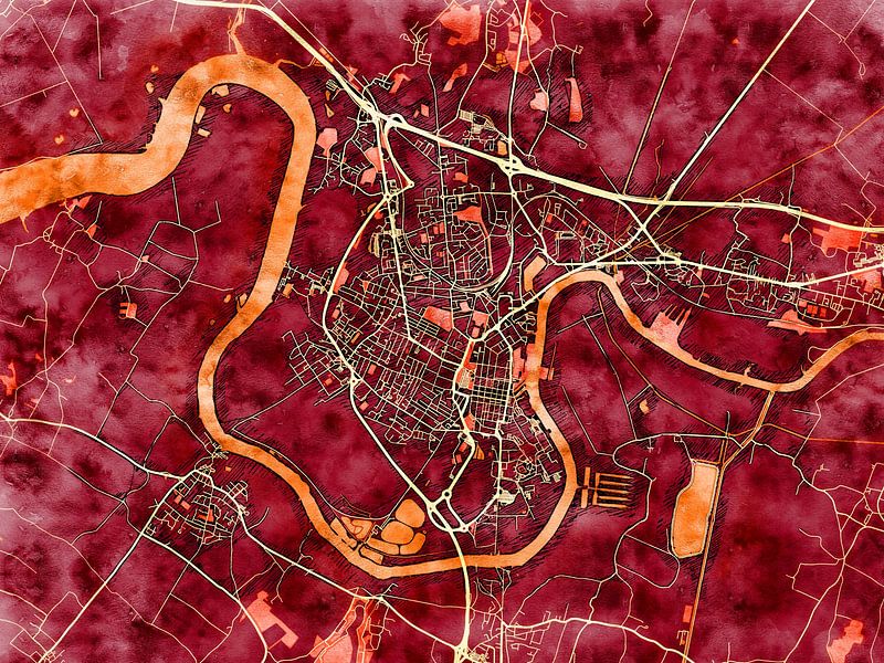 Map of Rochefort with the style 'Amber Autumn' by Maporia