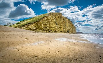 La falaise sur la plage de Broadchurch, Grande-Bretagne