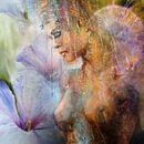 Die Königin mit Hibiscus, Pusteblumen und Schmetterlingen von Annette Schmucker Miniaturansicht