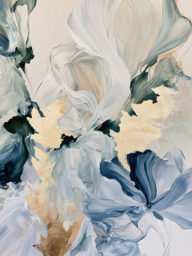 Elegant, verguld, abstract bloemmotief