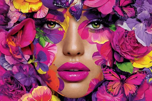 vrouw met bloemen portret