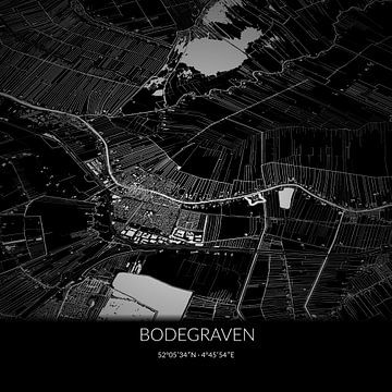 Zwart-witte landkaart van Bodegraven, Zuid-Holland. van Rezona