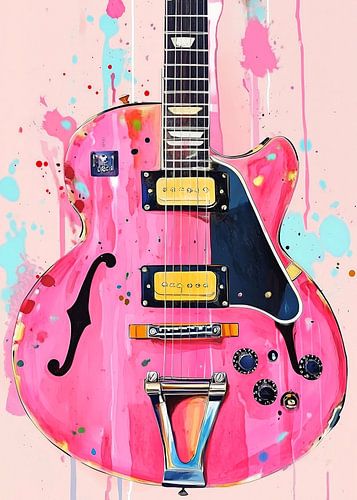 Roze gitaar muziek kunst #gitaar