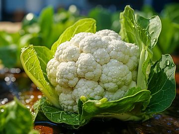 Fresh organic cauliflower with water drop background by Animaflora PicsStock