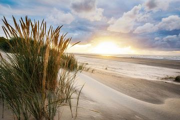 Sonnenuntergang auf Ameland in der Nähe des Strandes von Buren von Arjan Boer