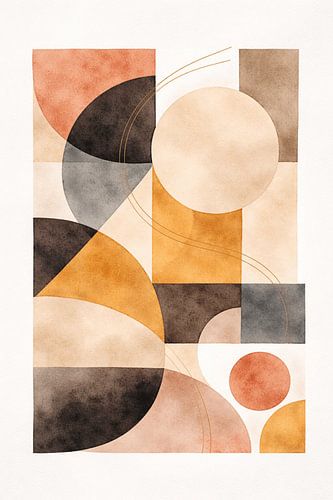Modern Terracotta Geometric Abstract Wall Art