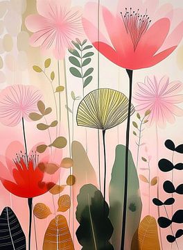 Stylised Flora in Soft Pastel Shades by Color Square