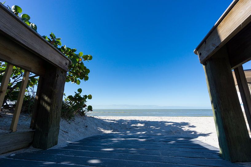 USA, Florida, Perfect white barefoot sand beach with blue sky by adventure-photos