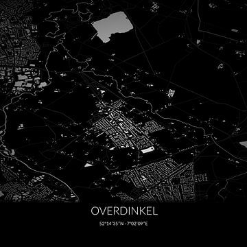 Schwarz-weiße Karte von Overdinkel, Overijssel. von Rezona