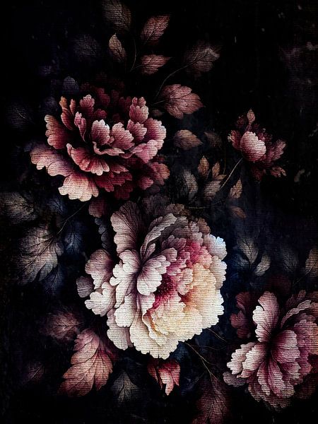 Antique still life with flowers in the style of the Old Masters by Mad Dog Art