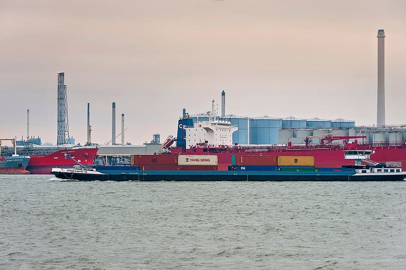 Ein Containerschiff fährt durch den Hafen von Rotterdam von Anouschka Hendriks