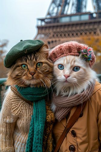Cat's eye view of the Eiffel Tower: Funny cats