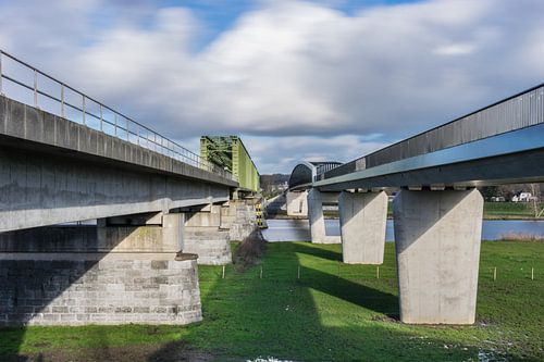 Railway bridge and cycle bridge at Mook and Katwijk