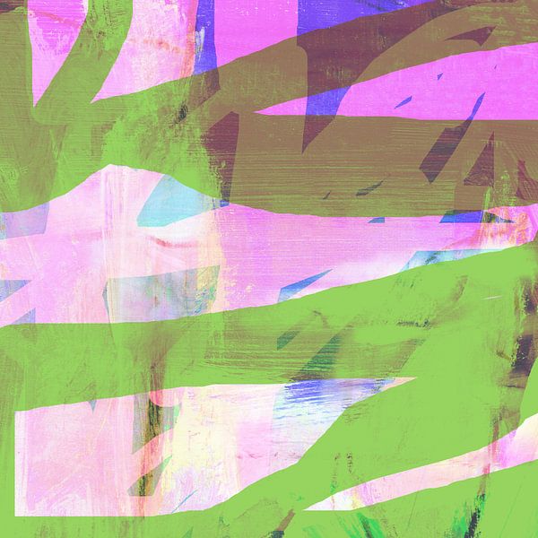 Shapes Pattern Green Pink by Claudia Gründler