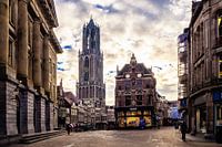 The Cathedral and Fish Market as seen from the City Hall Bridge in Utrecht