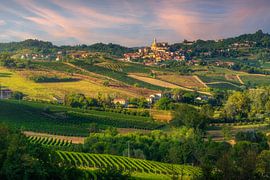 Sunset Over Monferrato Vineyards and Montegrosso d'Asti by Stefano Orazzini
