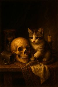 Stilleben Kätzchen Vanitas