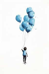 Junge mit blauen Luftballons