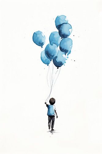 Junge mit blauen Luftballons