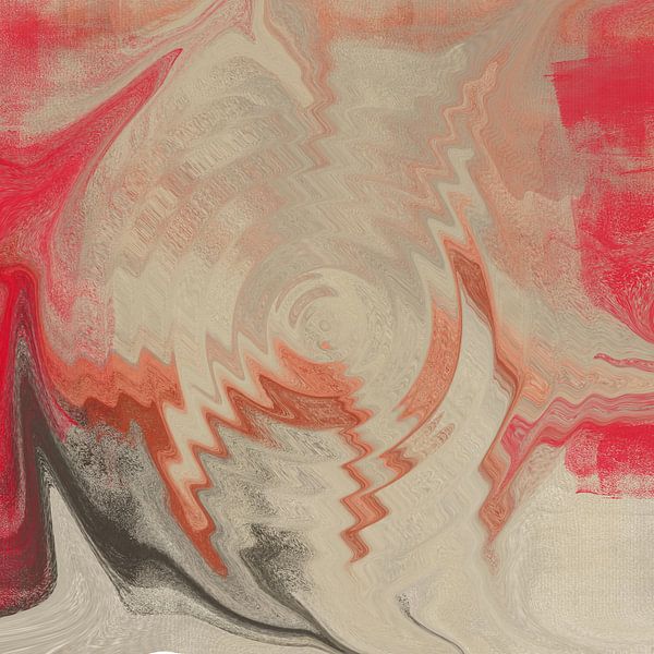 Abstracte waterreflecties in warme kleuren. Terracotta en neonroze II van Abstract Minimalist Art