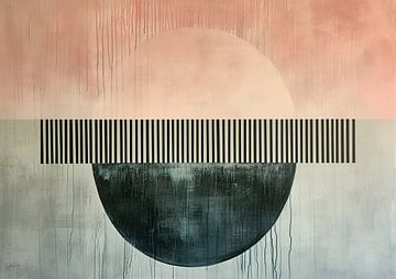 Art abstrait circulaire | Cercle industriel rose sur De Mooiste Kunst