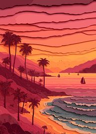 Zonsondergang op een tropisch strand