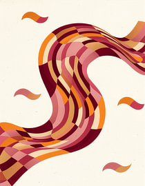 Dieses zeitgenössische Retro-Grafik-Kunstwerk zeigt ein flven erzeießendes, verzerrtes Schachbrettmuster in Burgunderrot, Altrosa, Orange und warmem Creme. Verzogene Quadrate und rhythmische Kurugen einen verspielten optischen Effekt, der von Vintage-Design und moderner abstrakter Kunst inspiriert ist. Die warme Farbpalette verleiht dieser kühnen geometrischen Komposition Persönlichkeit, Bewegung und visuelle Tiefe. Dieses auffällige Design eignet sich perfekt für Wandkunst, Poster, Kreativstudios, moderne Innenräume und Statement-Dekoration und verleiht jedem Raum nostalgischen Charme und eine frische, energiegeladene Note.