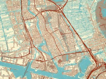 Kaart van Zaandam in de stijl Blauw & Crème van Map Art Studio