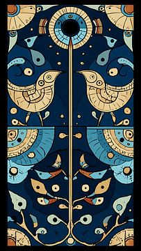 Mystisches abstraktes symbolisches Ölgemälde Harmonie von Aden Pink Studio