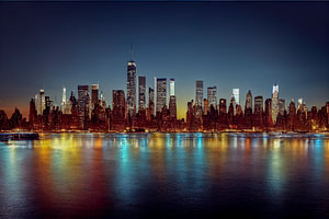 Skyline von New York City bei Nacht