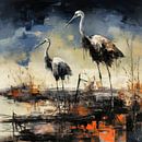 Storks in front of an abstract background by ARTemberaubend thumbnail