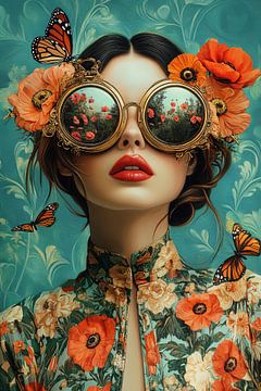 Surrealistisch Portret, Poppy Field Vision van Studio BB