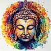 Regenbogen Mandala Buddha Portrait von Chromatic Fusion Studio