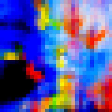 abstract schilderij als pixelafbeelding